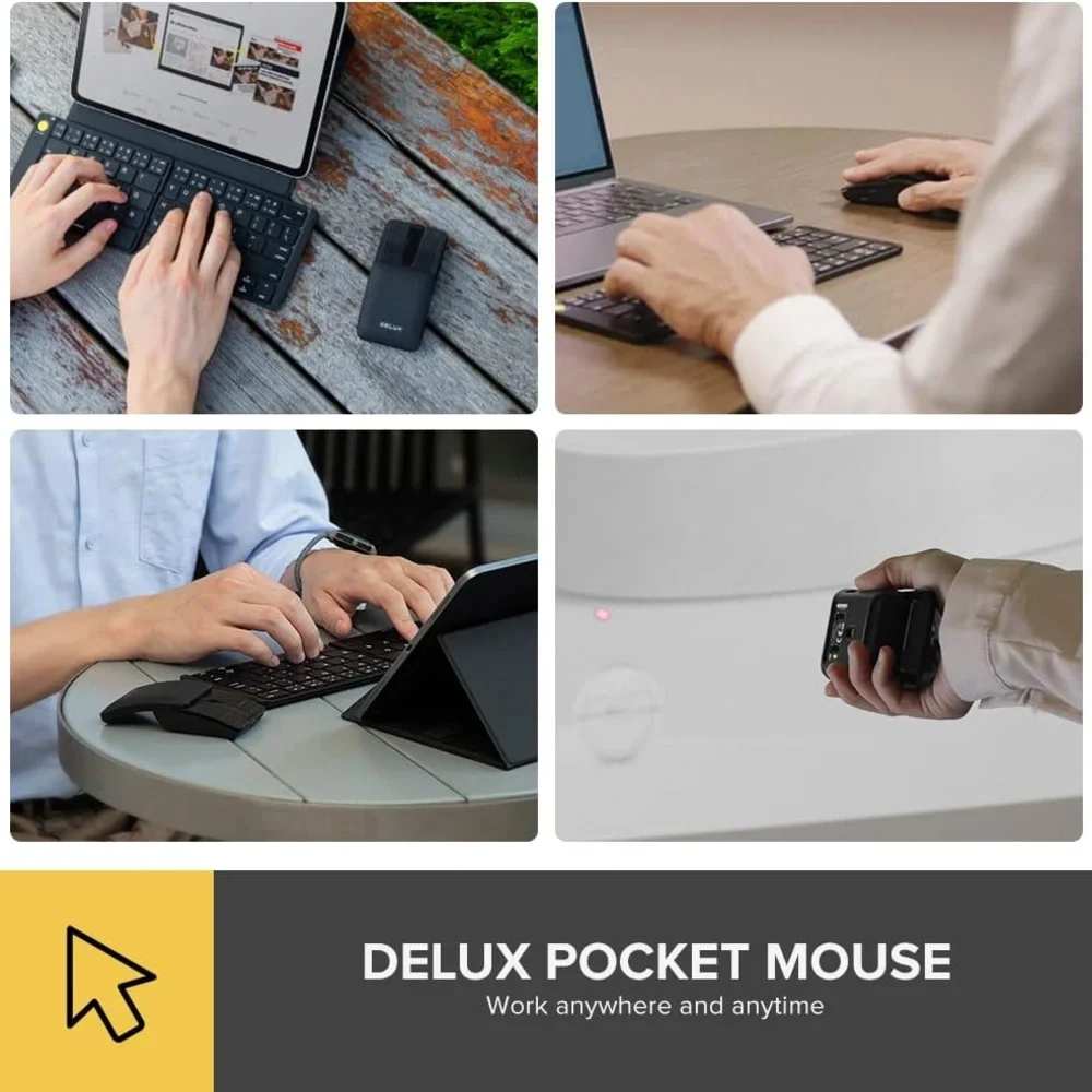 DeLUX 2-in-1 Sliding Rechargeable Wireless Laser Pointer Slim Bluetooth Mouse